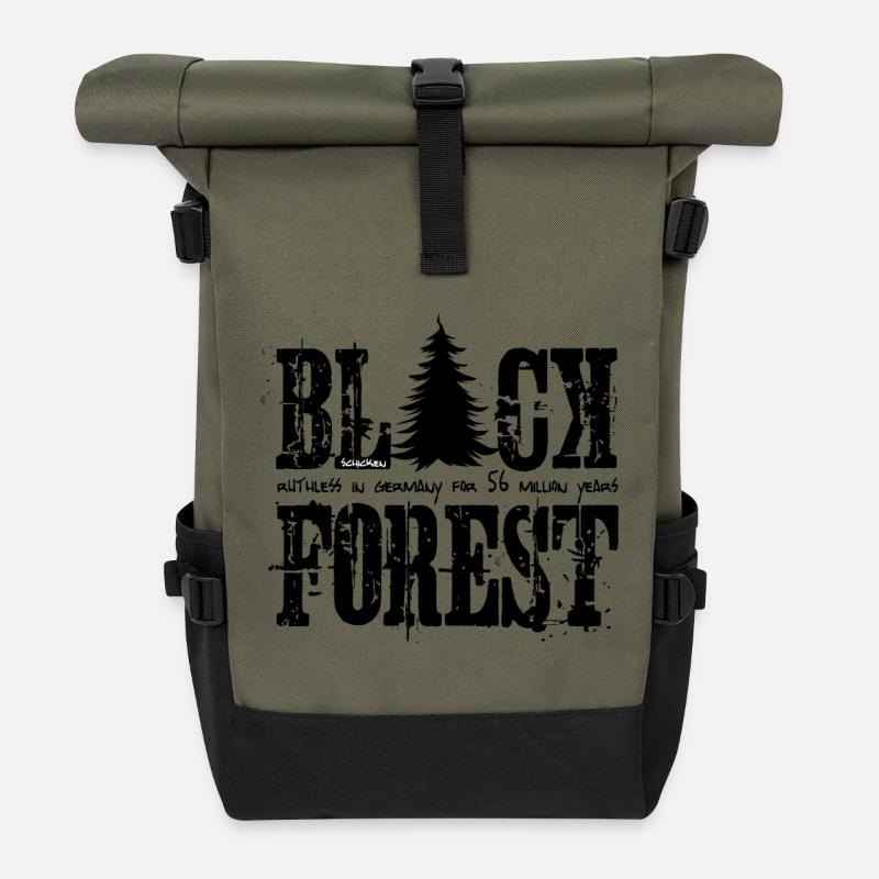 Black Forest – Brutal Wild German Nature Design - Rolltop Rucksack - Olive/Schwarz