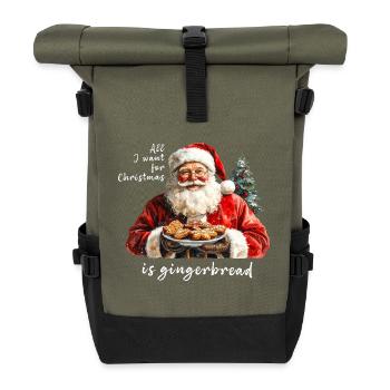 Der Weihnachtsmann mit Lebkuchen – ein weihnachtliches Motto - Rolltop Rucksack - Olive/Schwarz - Vorne