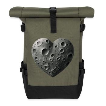 MOON LOVER - peace & love - Sac à dos roll top - olive/noir - Devant