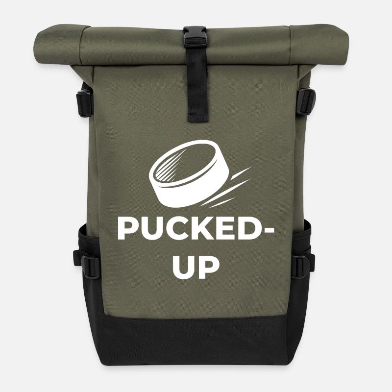 PUcked-up_white_logo - Rolltop Rucksack - Olive/Schwarz
