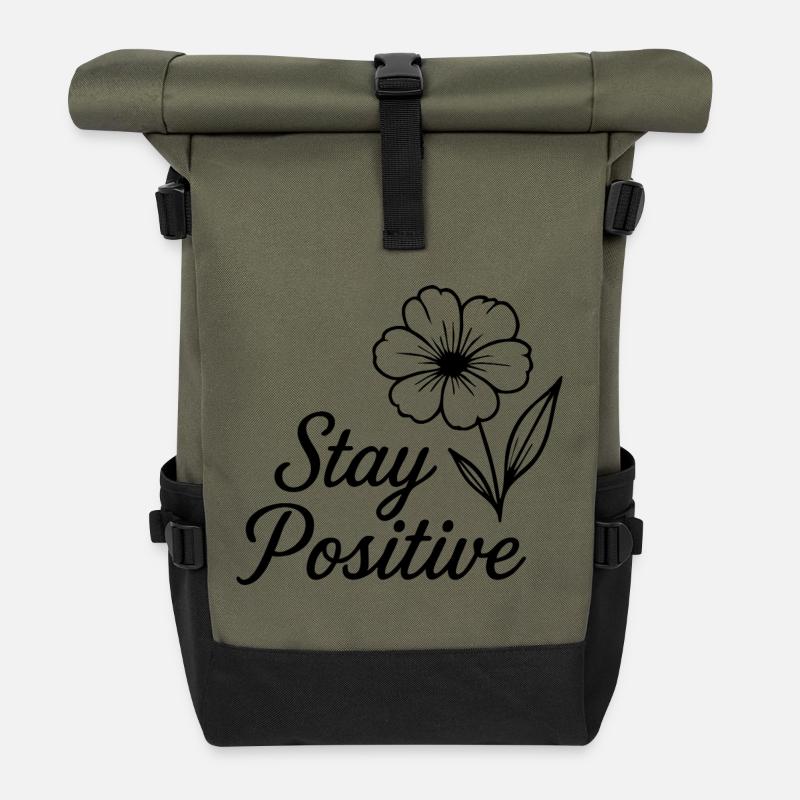 Stay Positive - Rolltop Rucksack - Olive/Schwarz
