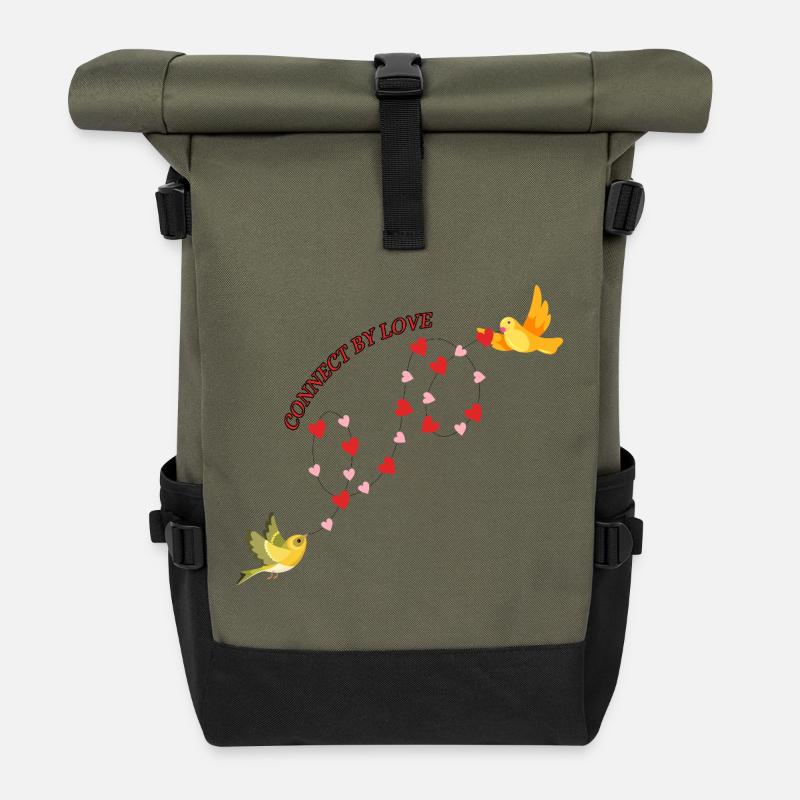 Connected by love - Roll Top Backpack - olive/black