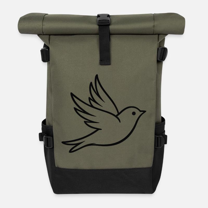 Friedenstaube Silhouette - Rolltop Rucksack - Olive/Schwarz
