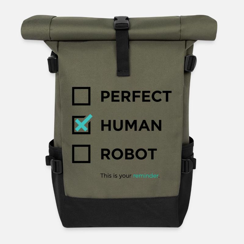 Perfekt, Mensch, Roboter – Erinnerung / angekreuzt - Rolltop Rucksack - Olive/Schwarz