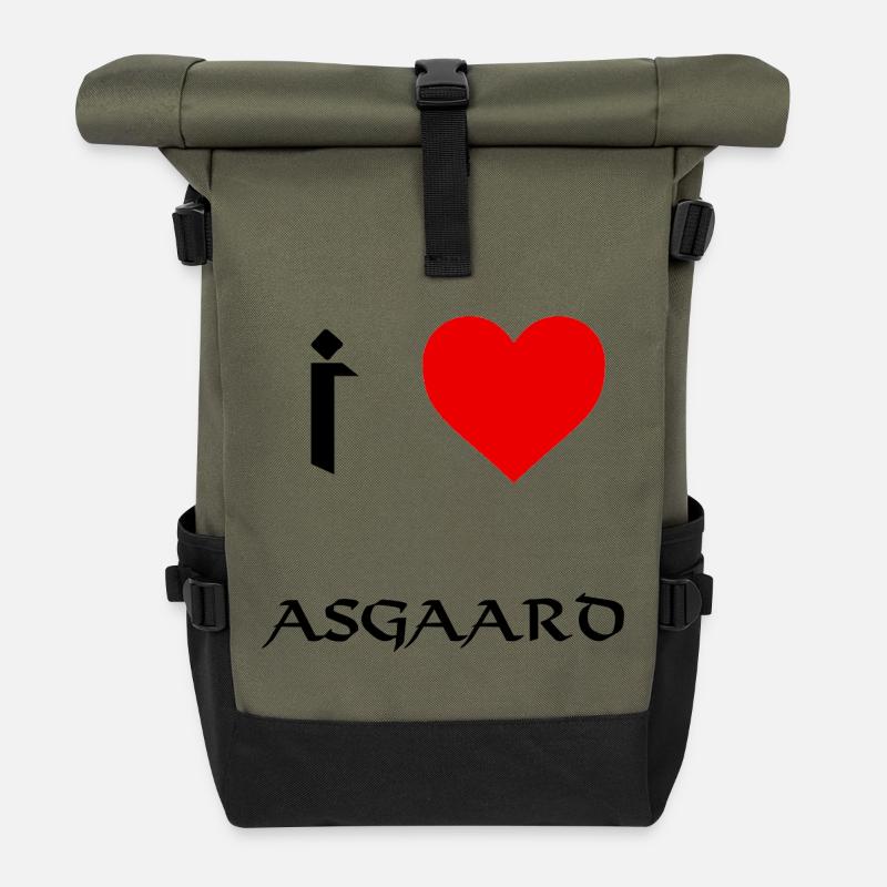 I love Asgaard - Roll Top Backpack - olive/black