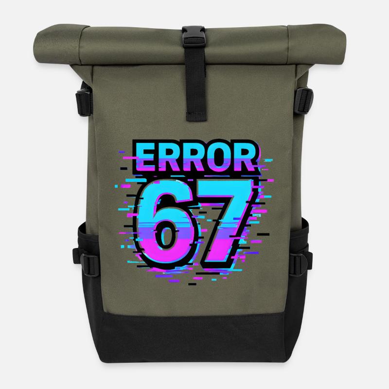 Error 67 Six Seven Glitch Cyber Meme Geschenkidee - Rolltop Rucksack - Olive/Schwarz
