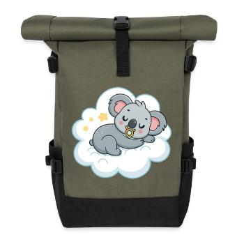 Traumhafter Koala auf Schnullerwolke - Rolltop Rucksack - Olive/Schwarz - Vorne
