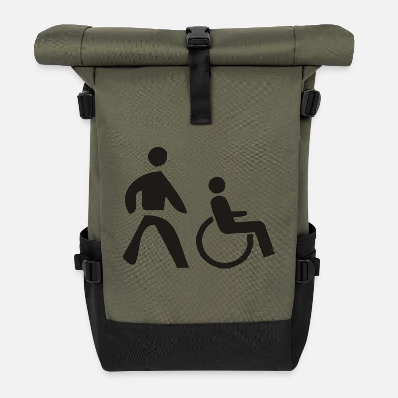 Rollstuhl - wheelchair - Rolltop Rucksack - Olive/Schwarz
