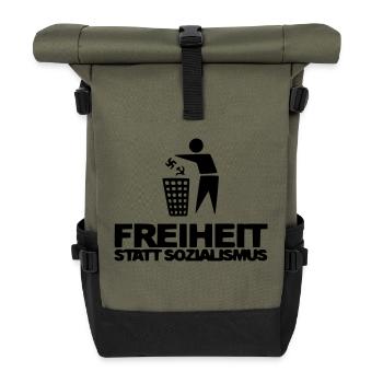 Freiheit statt Sozialismus - Rolltop Rucksack - Olive/Schwarz - Vorne