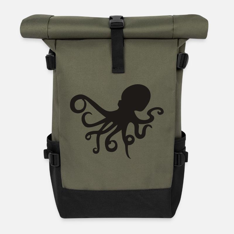 octopus - Roll Top Backpack - olive/black