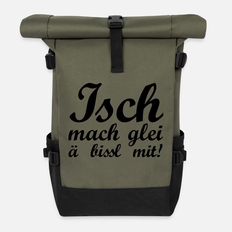 Isch mach glei ä bissl mit - Rolltop Rucksack - Olive/Schwarz