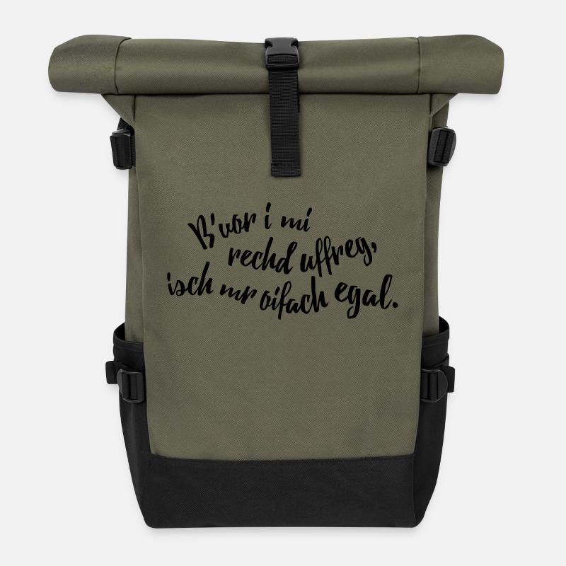 Bevor i mi uffreg, isch mr egal - Rolltop Rucksack - Olive/Schwarz