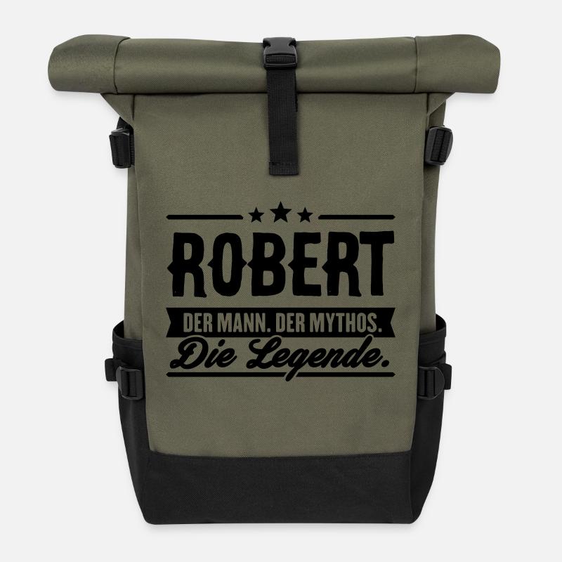 Mann Mythos Legende Robert - Rolltop Rucksack - Olive/Schwarz
