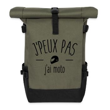 Je peux pas j'ai moto - Sac à dos roll top - olive/noir - Devant