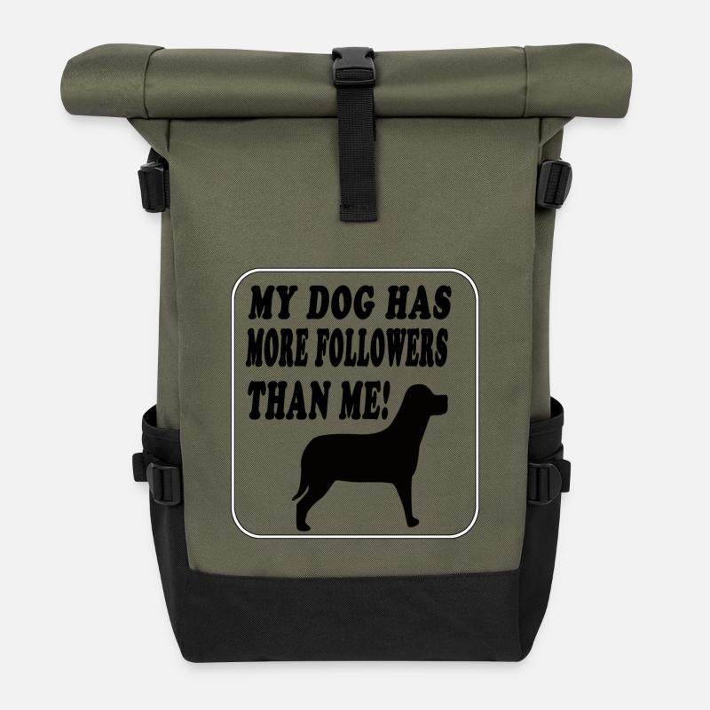 DOG FOLLOWERS - Roll Top Backpack - olive/black