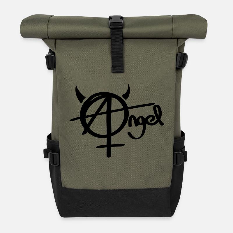 Anarchie ange et démon - Sac à dos roll top - olive/noir