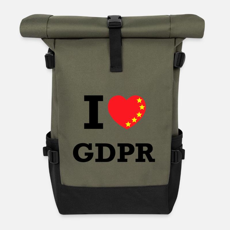 Ich liebe die GDPR - Rolltop Rucksack - Olive/Schwarz