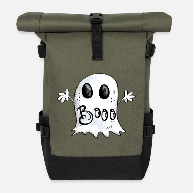 Happy Booo Gespenst - Rolltop Rucksack - Olive/Schwarz