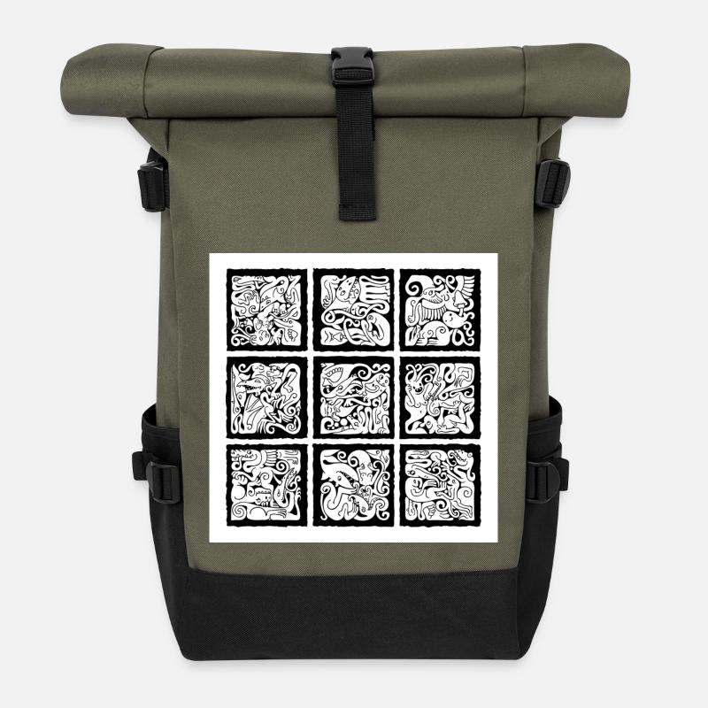 Des animaux drôles - Sac à dos roll top - olive/noir