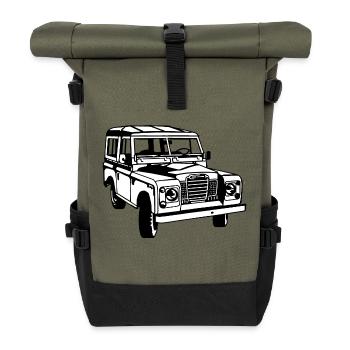 LR Landie Series illustration - Autonaut.com - Roll Top Backpack - olive/black - Front