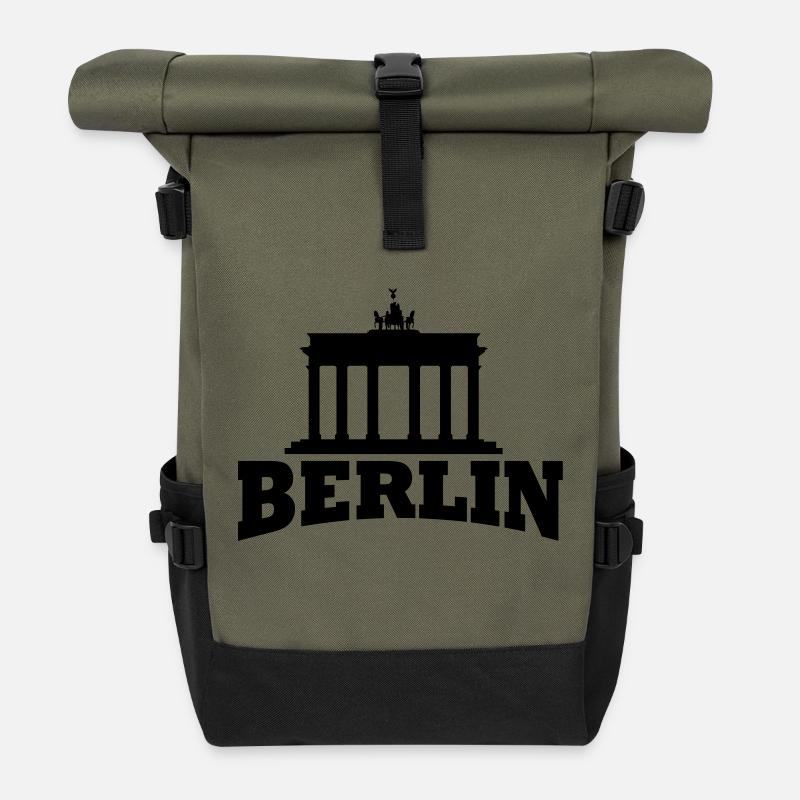 Berlin - Brandenburger Tor - Rolltop Rucksack - Olive/Schwarz