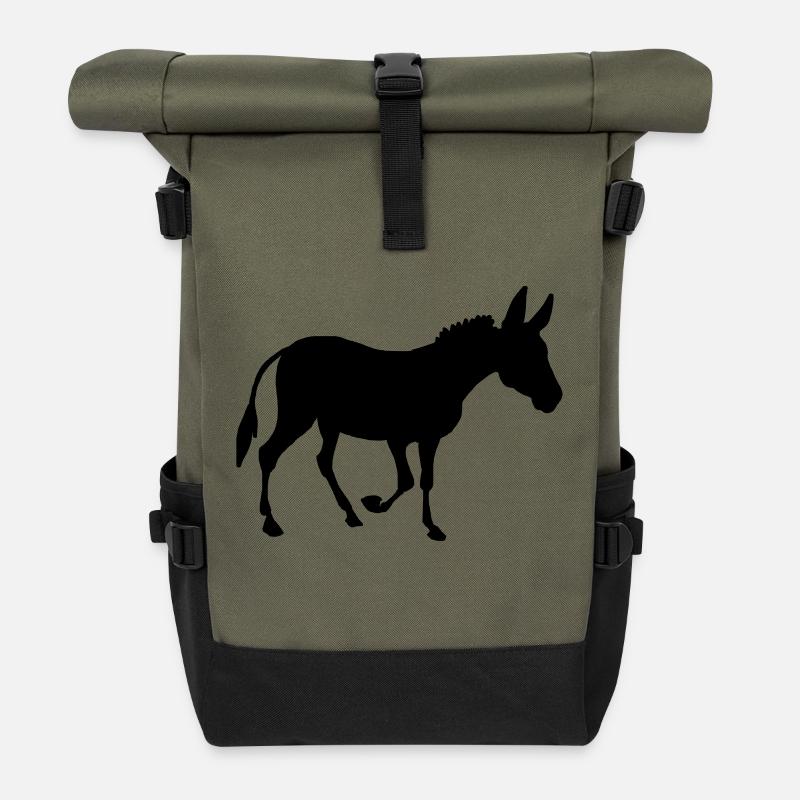 Âne - Sac à dos roll top - olive/noir