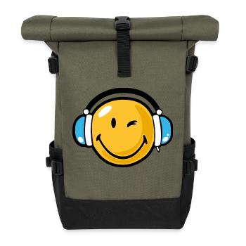 Smiley headphones - Rolltop Rucksack - Olive/Schwarz - Vorne