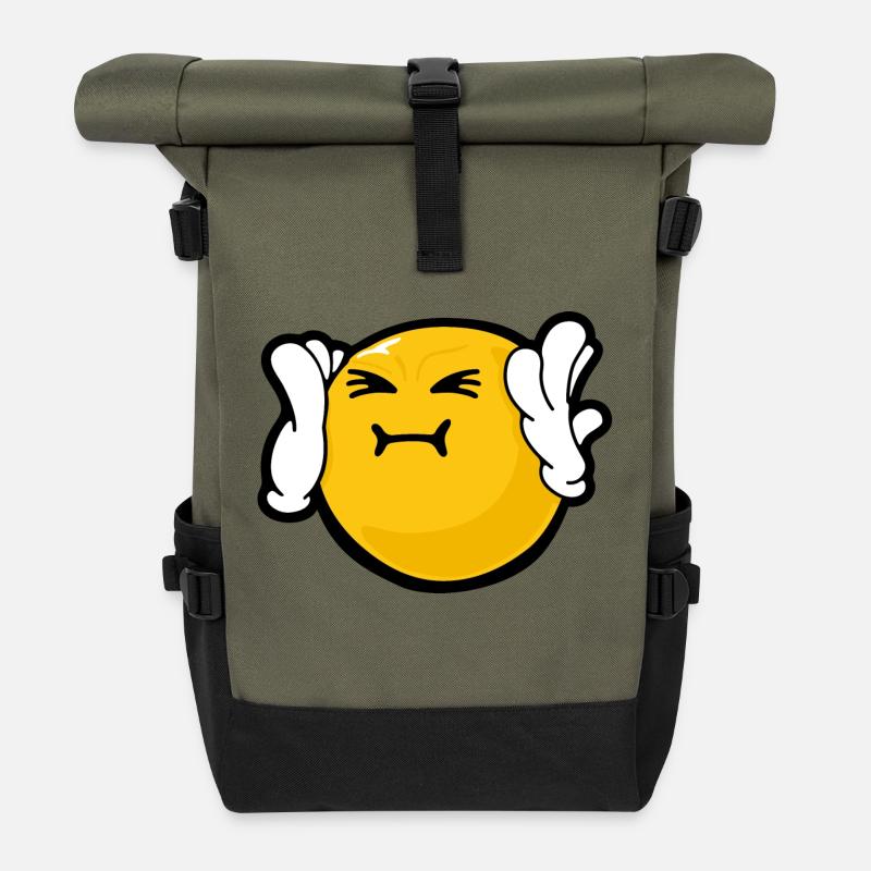 Smiley Anger Harassed - Sac à dos roll top - olive/noir