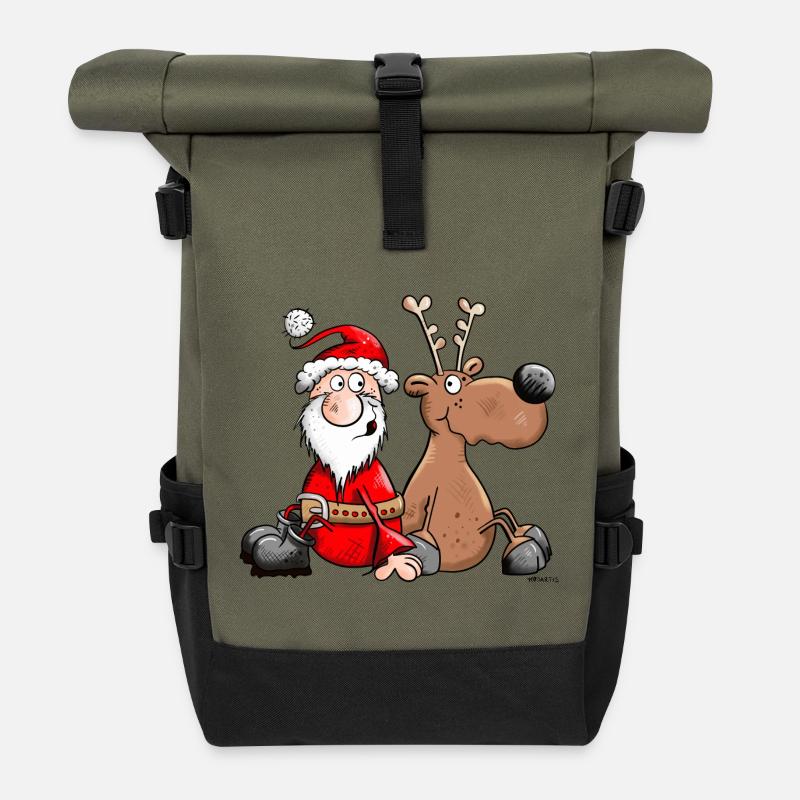 Weihnachts Dreamteam - Rolltop Rucksack - Olive/Schwarz