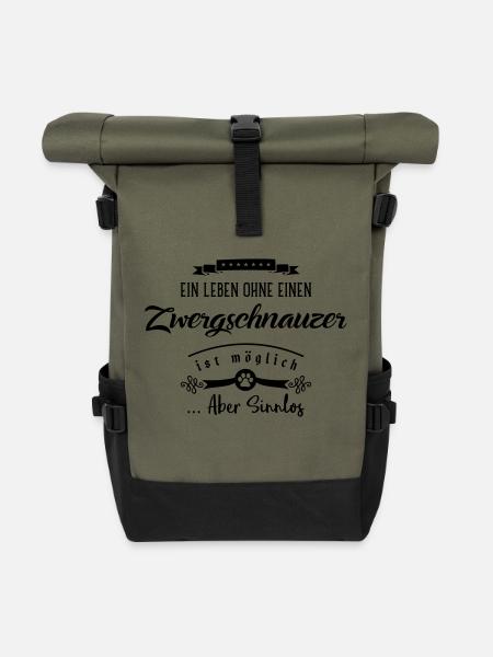 zwergschnauzer leben sinnlos - Rolltop Rucksack - Olive/Schwarz
