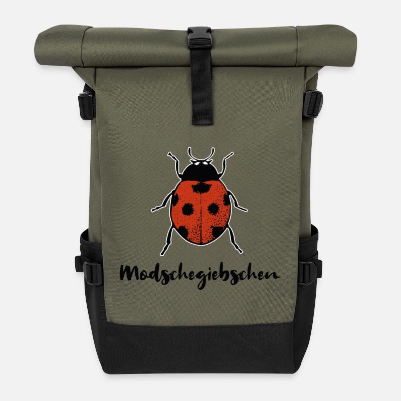 Modschegiebchen Marienkäfer Sächsisch Geschenk - Rolltop Rucksack - Olive/Schwarz