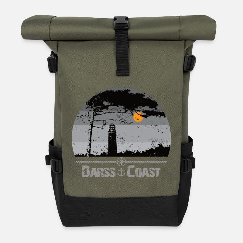 Darss Coast - Halbinsel Darss - Rolltop Rucksack - Olive/Schwarz