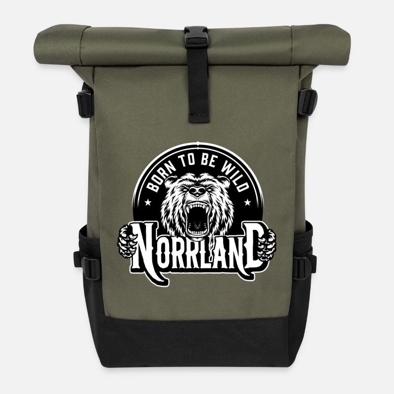Born to be wild Norrland - Roll Top Backpack - olive/black