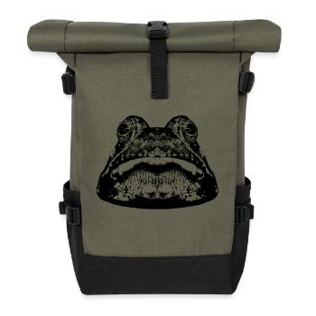 Frosch / Frog / Grafik - Rolltop Rucksack - Olive/Schwarz - Vorne