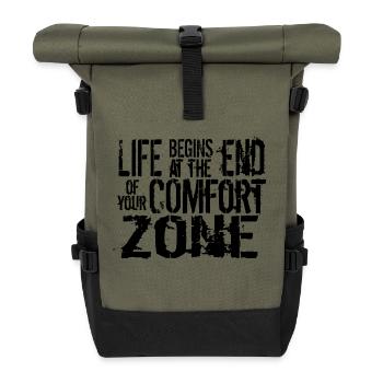 Life begins at the end of your comfort zone - Roll Top Backpack - olive/black - Front