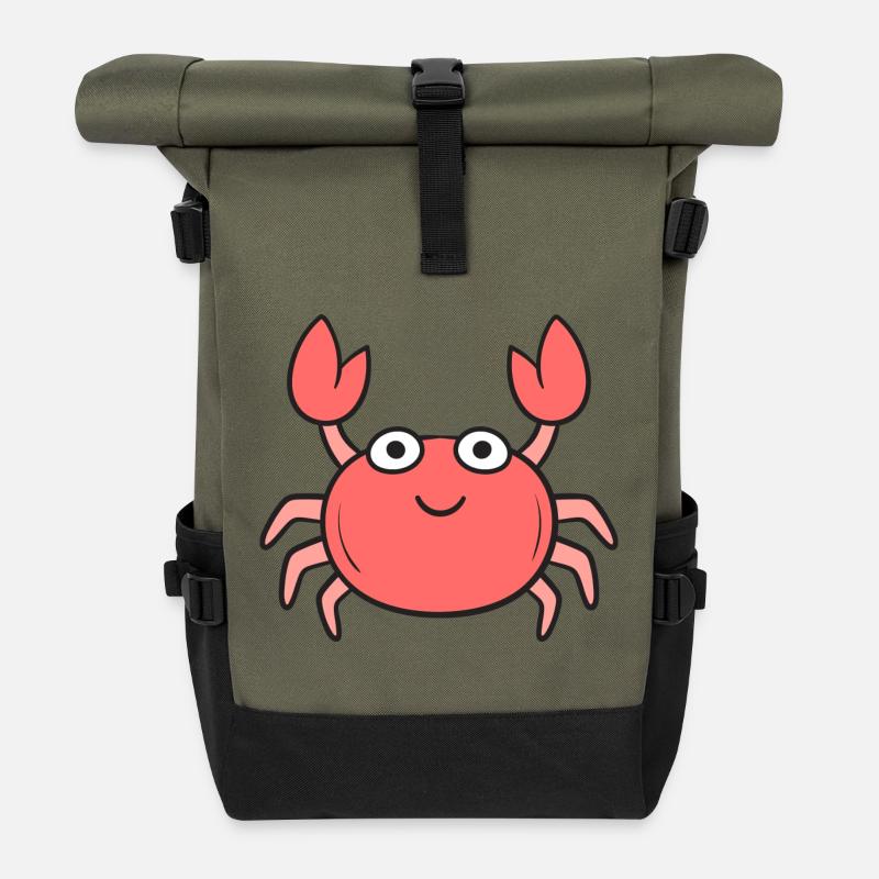 Crab Crab - Roll Top Backpack - olive/black