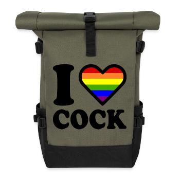 I love cock - Roll Top Backpack - olive/black - Front