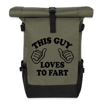 This guy loves to fahrt - Roll Top Backpack - olive/black - Front