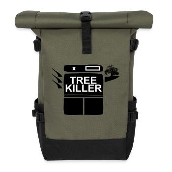 Tree Killer | Kopierer töten Bäume - Rolltop Rucksack - Olive/Schwarz - Vorne