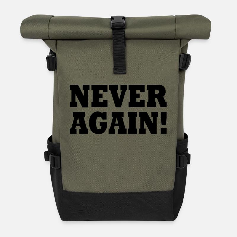 Never again - Rolltop Rucksack - Olive/Schwarz
