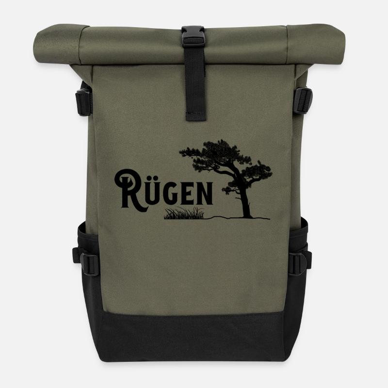 Rügen, Perle der Ostsee - Rolltop Rucksack - Olive/Schwarz