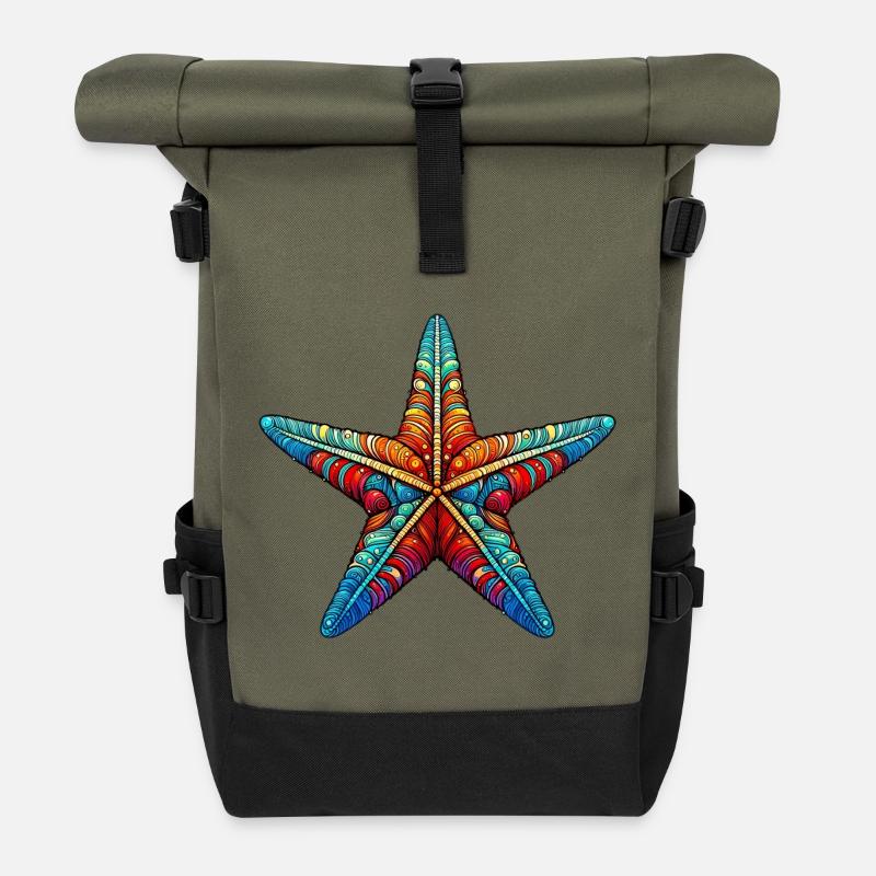 Étoile de mer - Sac à dos roll top - olive/noir