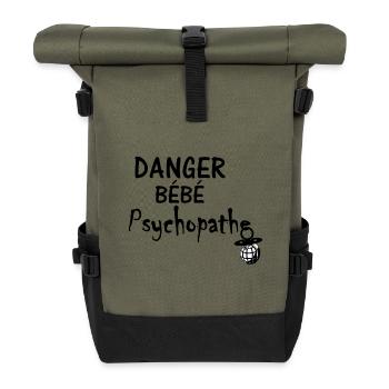 Danger Bébé Psychopathe - Sac à dos roll top - olive/noir - Devant