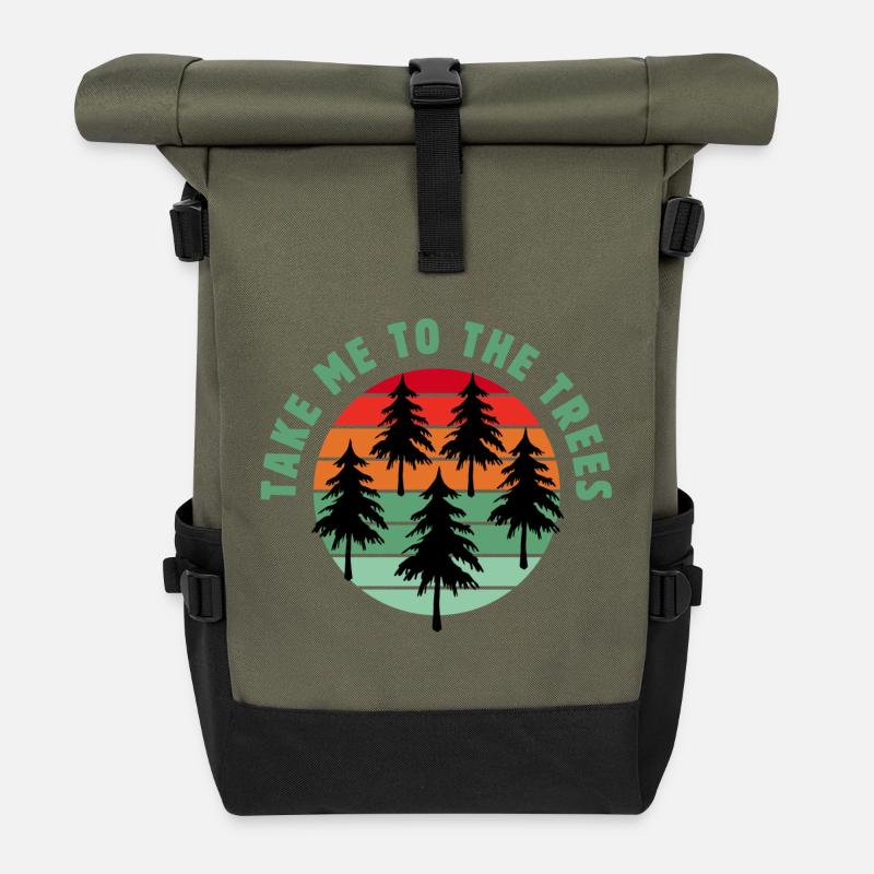 Take me to the trees - Roll Top Backpack - olive/black