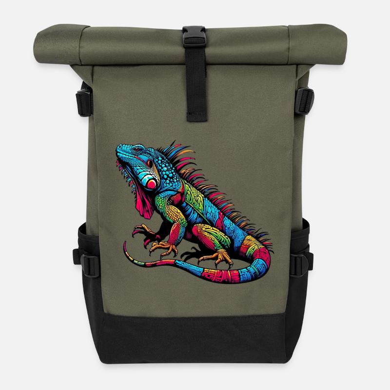 Iguane - Sac à dos roll top - olive/noir