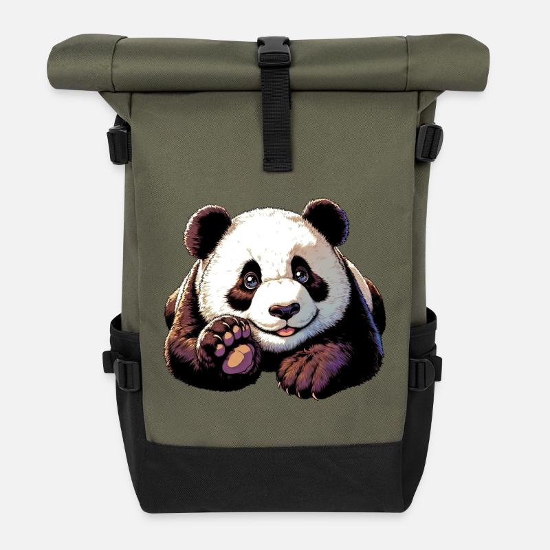 Panda - Rolltop Rucksack - Olive/Schwarz