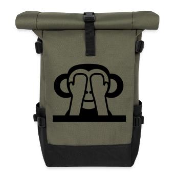 3 Wise Monkeys See Nothing Keeps Eyes Hidden - Roll Top Backpack - olive/black - Front