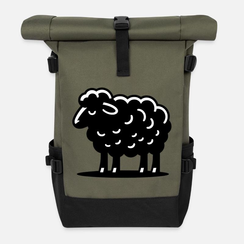 Mouton noir - Sac à dos roll top - olive/noir