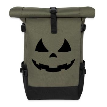Citrouille Halloween Visage Noir - Sac à dos roll top - olive/noir - Devant
