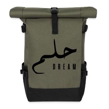 Hilm in Arabic - dream - Roll Top Backpack - olive/black - Front